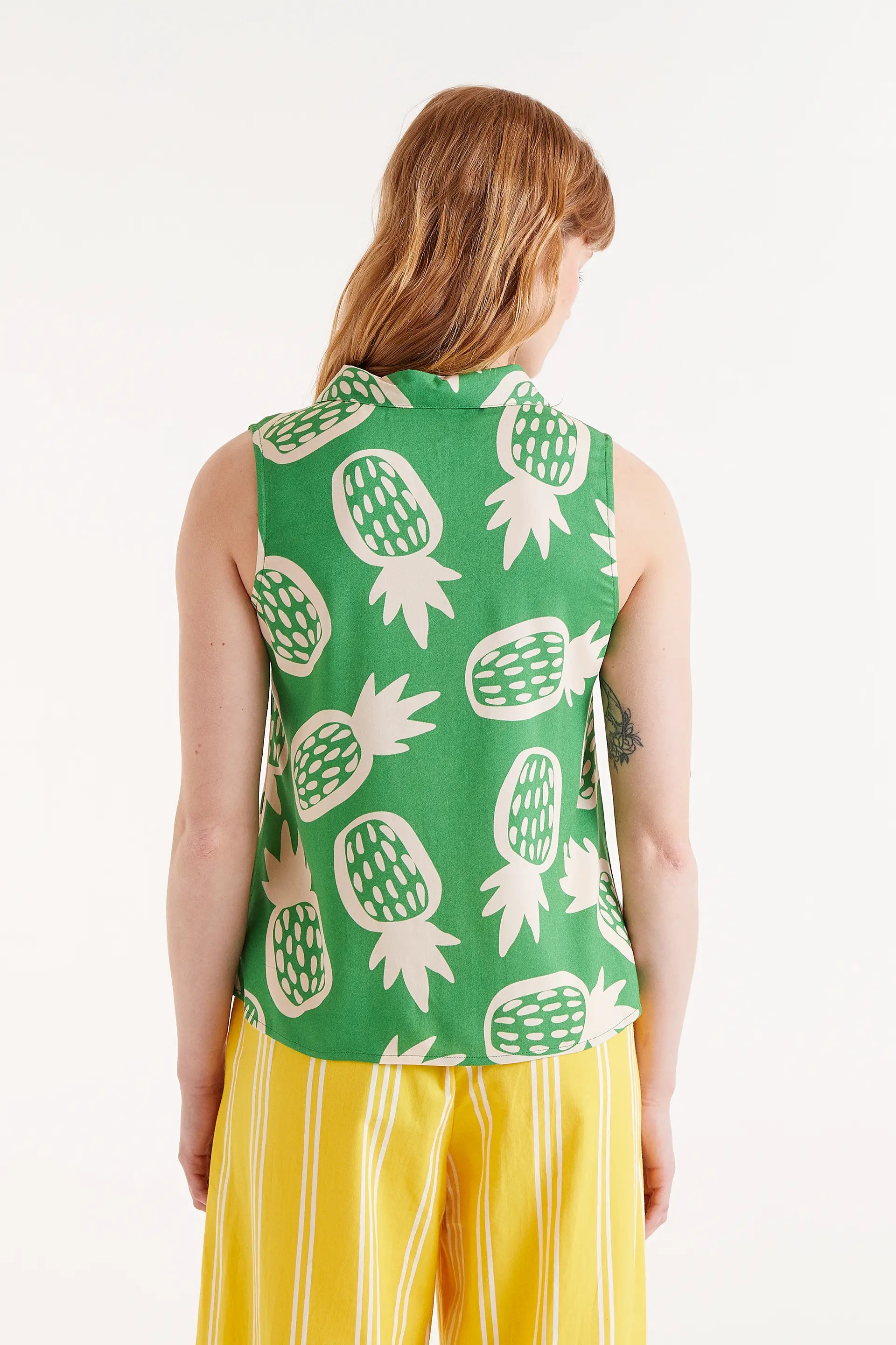 Green Pineapple Sleeveless Top