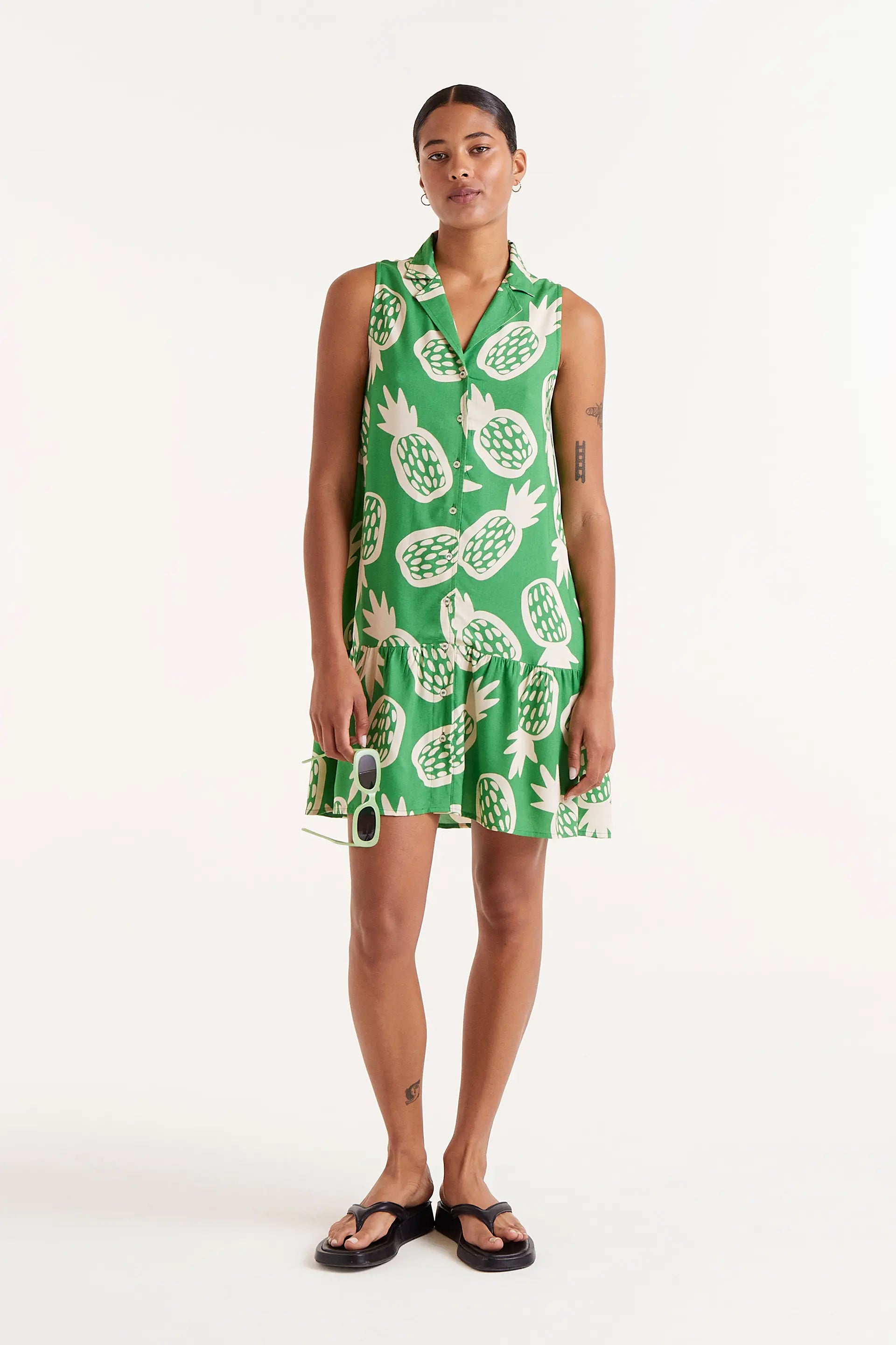 Green Pineapple Mini Dress