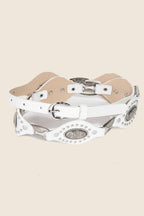 Faux Leather Oval And Concho Chain Belt