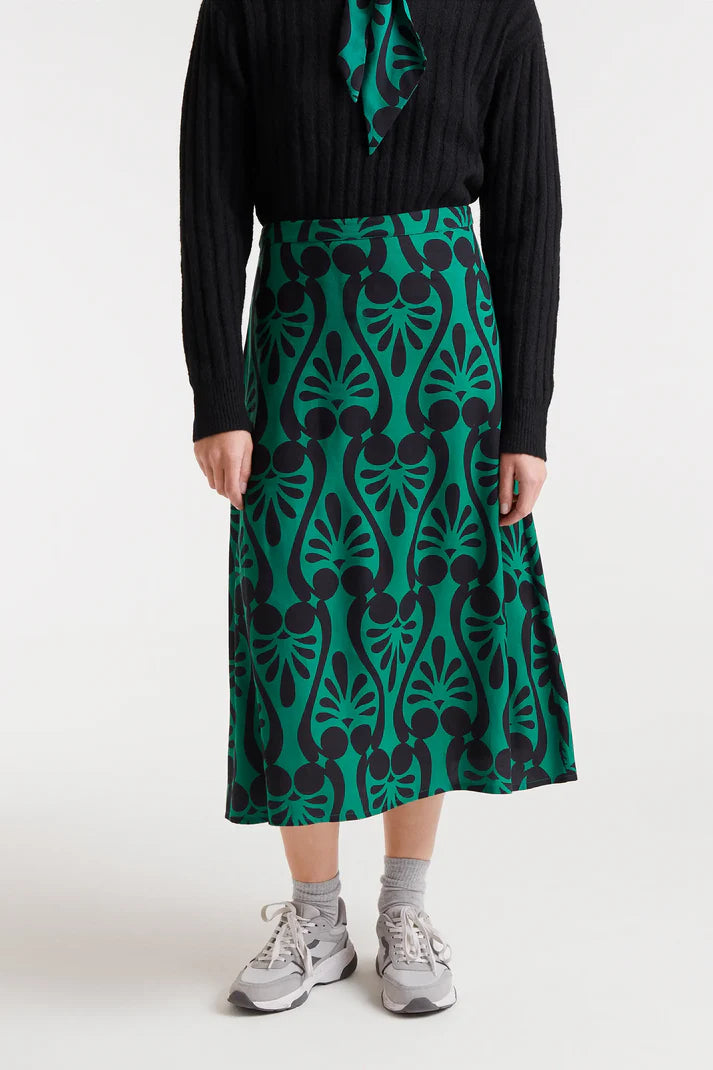 Green Baroque Midi Skirt