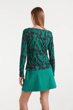 Green Baroque Boat Neck Top