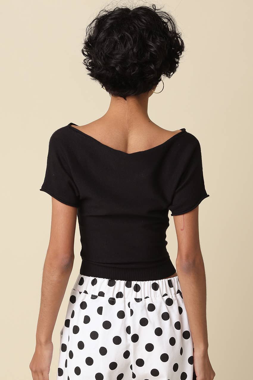 Angela Boat Neck Cinched Tee
