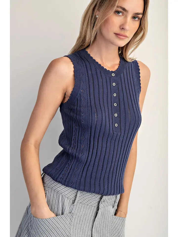 Pointelle Sweater Tank Top