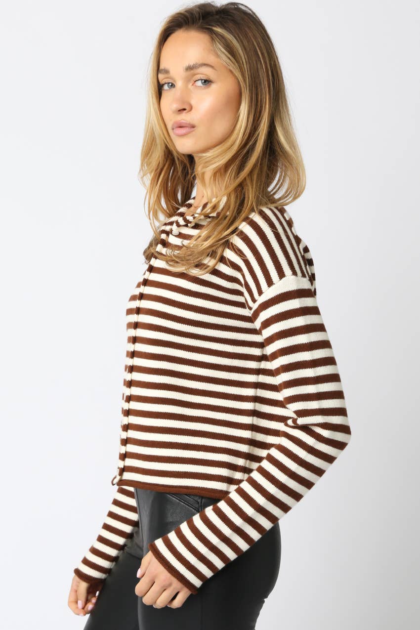 Elina Striped Collar Knit Top