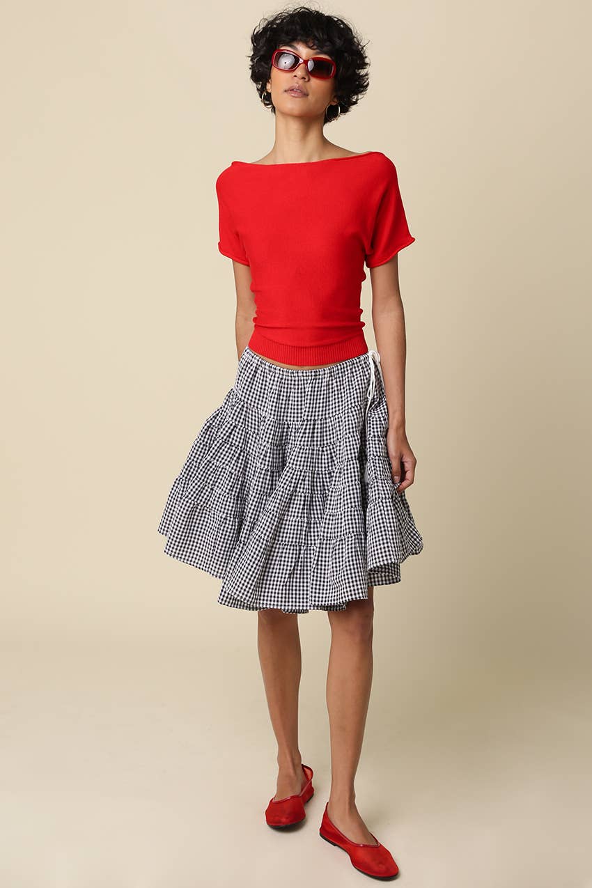 Angela Boat Neck Cinched Tee