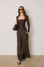 Queen Anne Ruched Long Sleeve Top