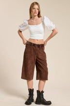 Corduroy Culotte Bermuda Shorts