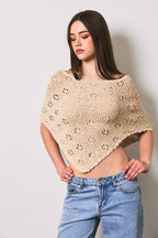 Openwork Detail Sweater Poncho