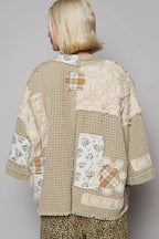 3/4 Sleeve Patchwork Cardigan