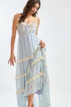 Lace Maxi Dress with Layered Ruffle