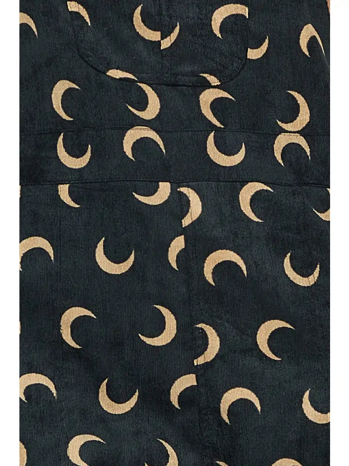 Half Moon Print Corduroy Overalls