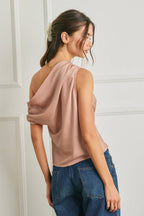 Satin Asymmetrical One Shoulder Top