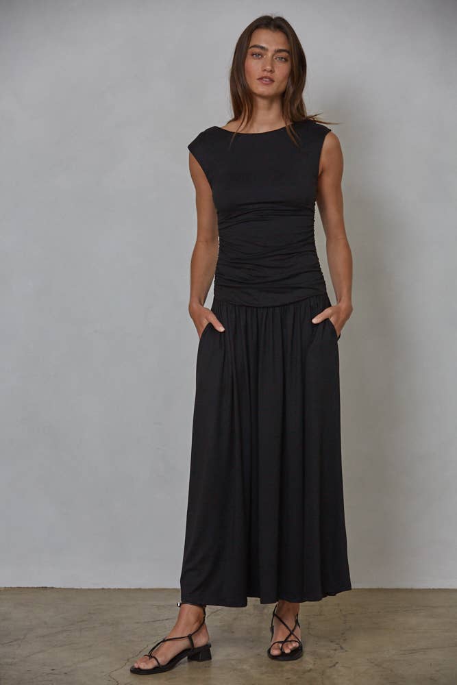 Knit Ruched Side Sleeveless Dress