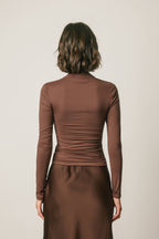 Queen Anne Ruched Long Sleeve Top