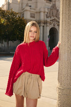 Wide Sleeve Cable Knit Sweater