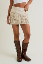 Load image into Gallery viewer, Faux Suede Skirt with Fringe