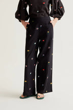 Black Gardener Print Trousers