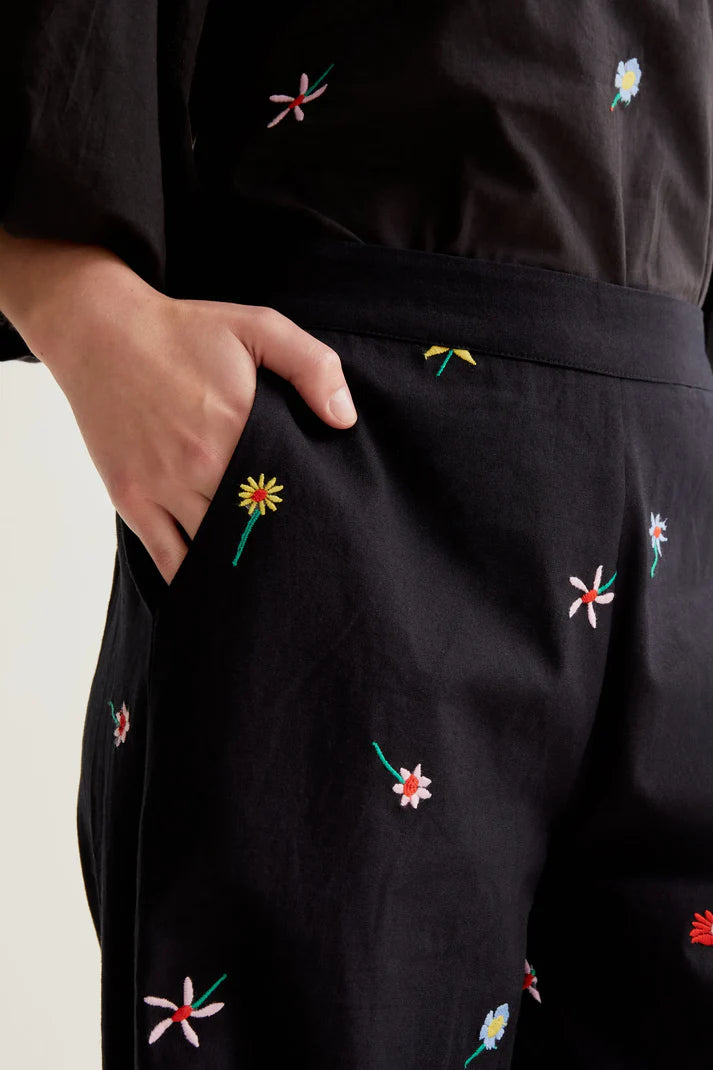 Black Gardener Print Trousers