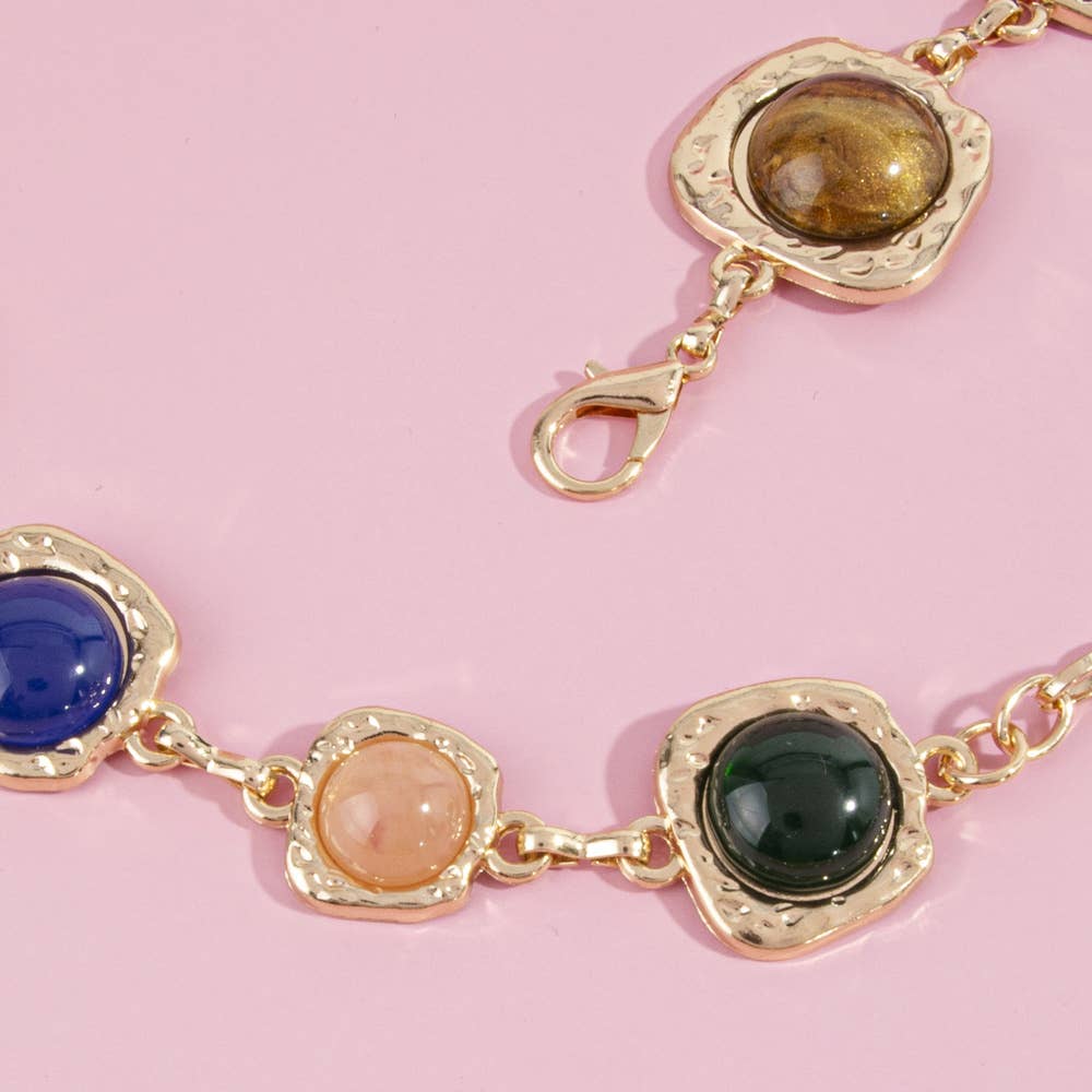 Gemstone Cabochon Station Chain Belt