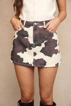COW PRINT MINI SKIRT
