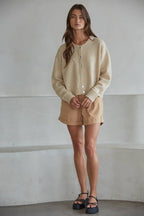Knit Sweater Crew Neck Cardigan