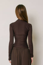 Queen Anne Ruched Long Sleeve Top