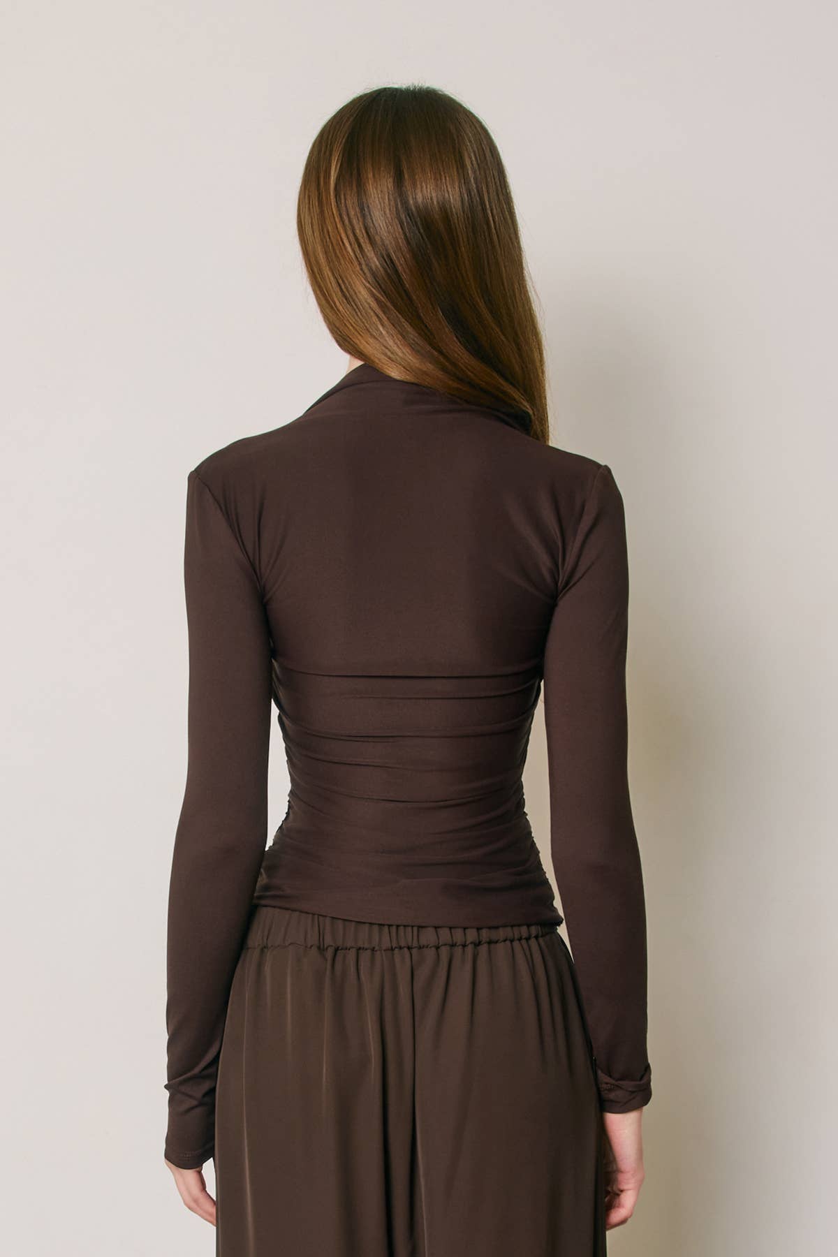 Queen Anne Ruched Long Sleeve Top
