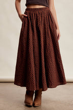 Textured Gingham Maxi Skirt