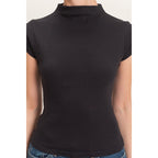 Mock Neck Cap Sleeve Top