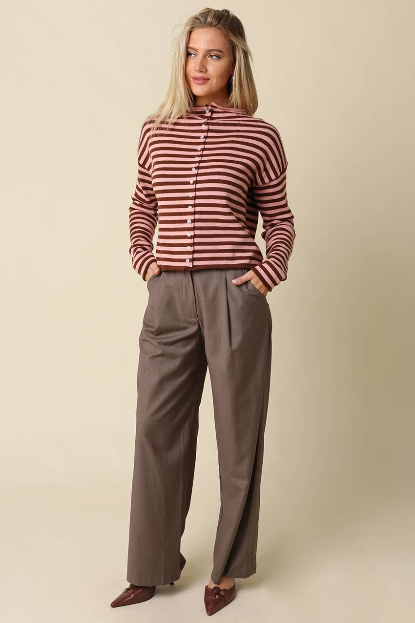 Elina Striped Collar Knit Top
