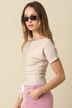 Angela Boat Neck Cinched Tee