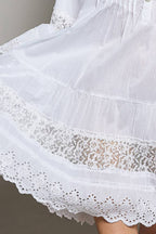 Lightweight Pintuck Detail Eyelet Ruffle Dress