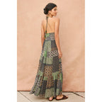 Bohemian Patchwork Halter Open Back Maxi Dress