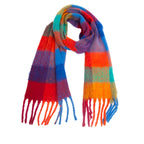 Rainbow Plaid Fuzzy Scarf