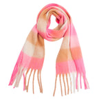 Chunky Plaid Scarf with Fringe