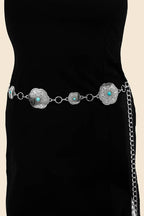 Floral Disc Western Concho Chain Belt