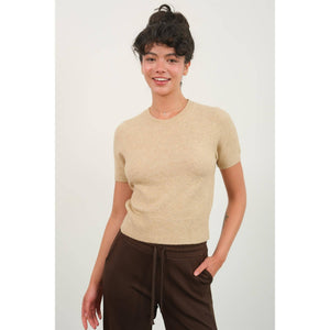 Short Sleeve Ribbed Hem Sweater