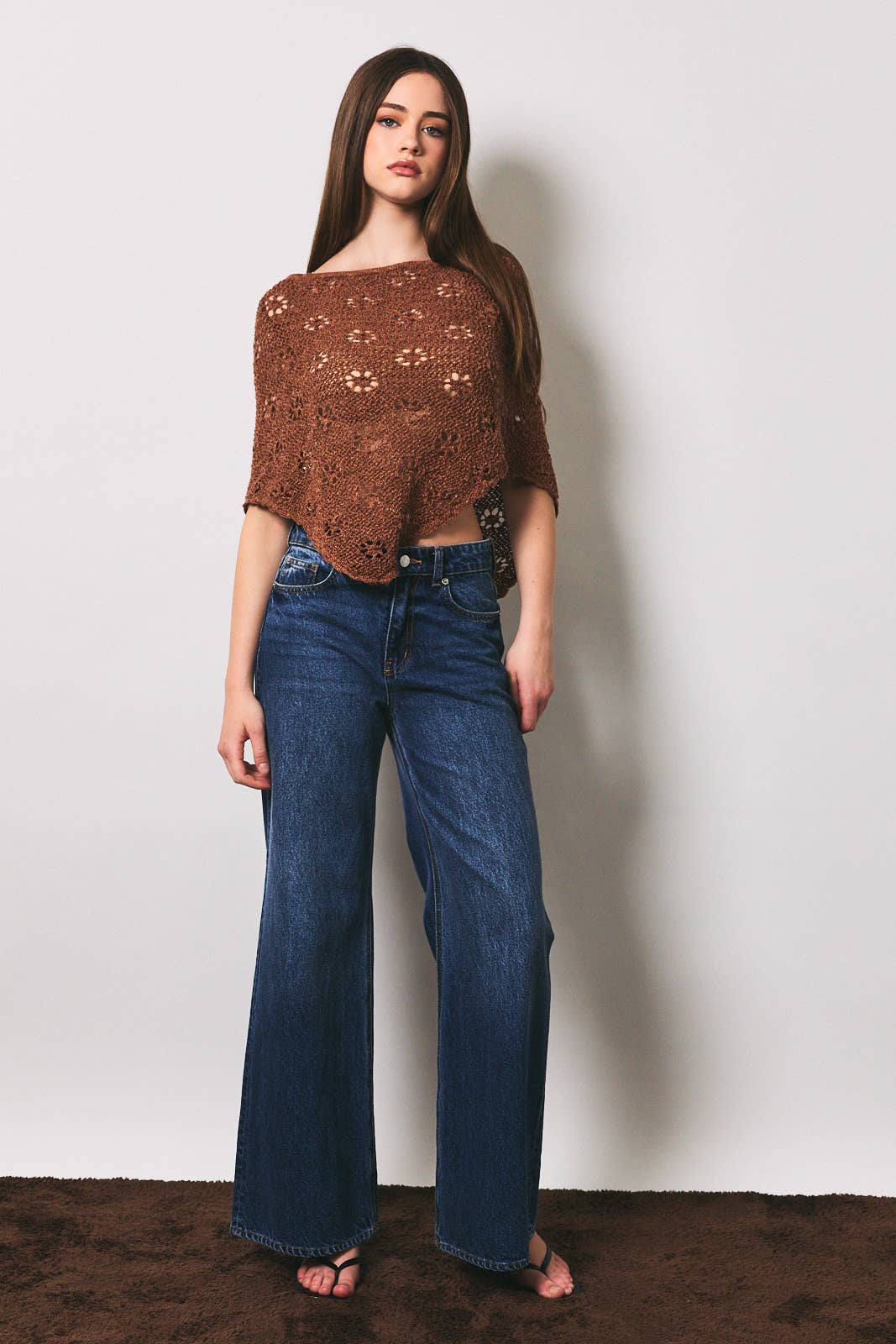 Openwork Detail Sweater Poncho