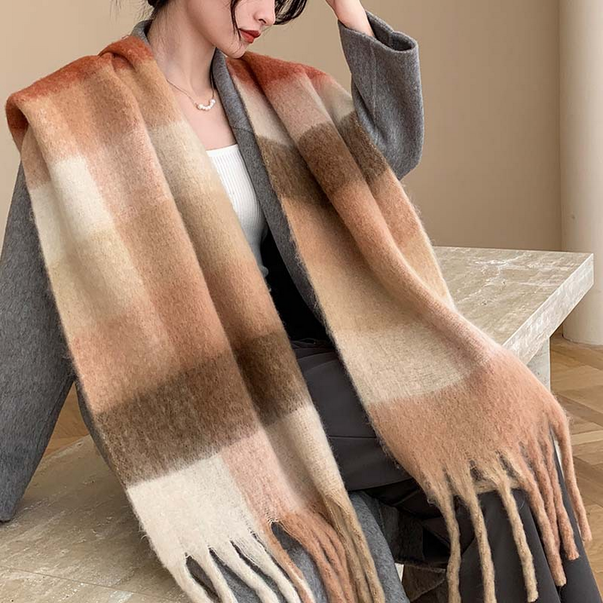 Plush Plaid Scarf