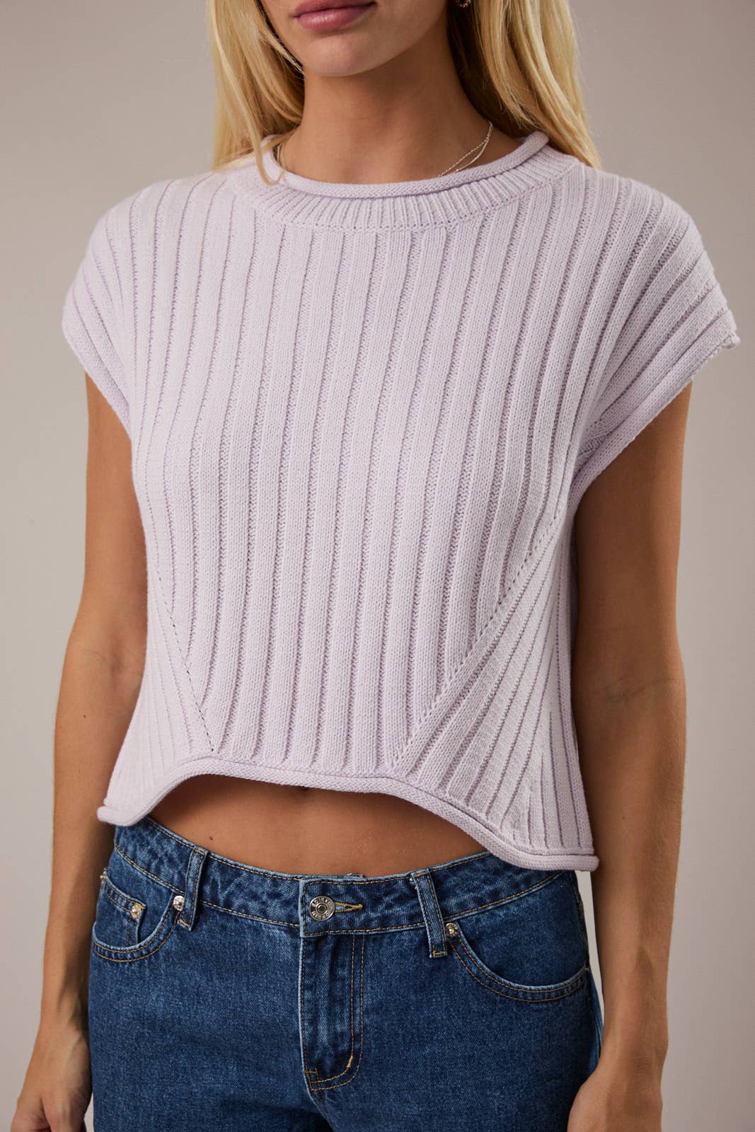 Round Neck Extended Sleeve Sweater Top