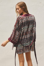 Paisley Stripe Velvet Burnout Kimono