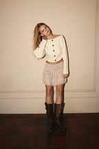 Off-Shoulder Button Sweater