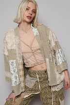 3/4 Sleeve Patchwork Cardigan