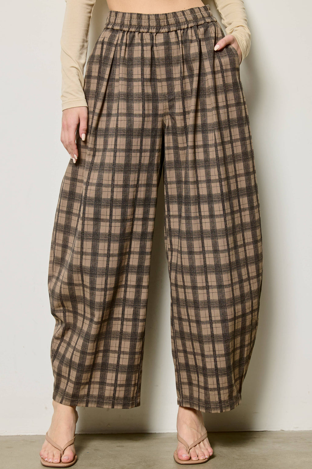 Plaid Barrel Leg Pants