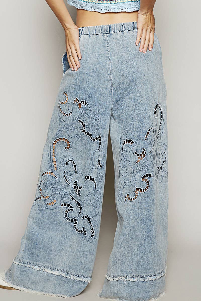Lightweight Cutout Wide Leg Jeans