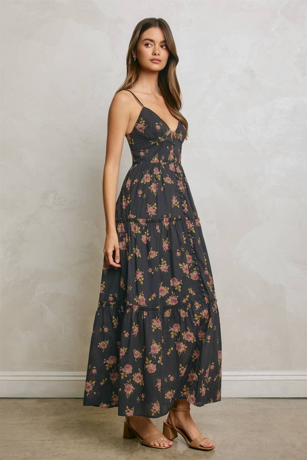 Floral Corset Tiered Maxi Dress