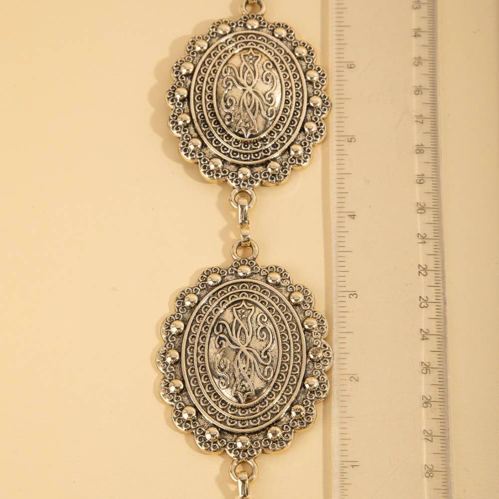 Oval Western Concho Chain Link Belt