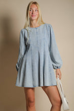 Load image into Gallery viewer, Mineral Washed Denim Seam Detail Mini Dress