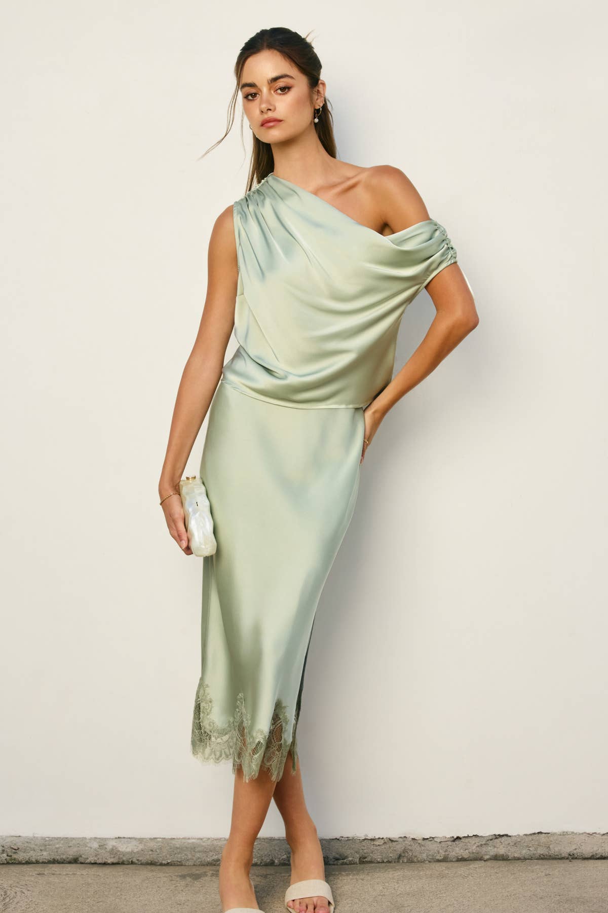 Satin Asymmetrical One Shoulder Top
