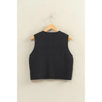 Textured Button-Front Vest with Pocket